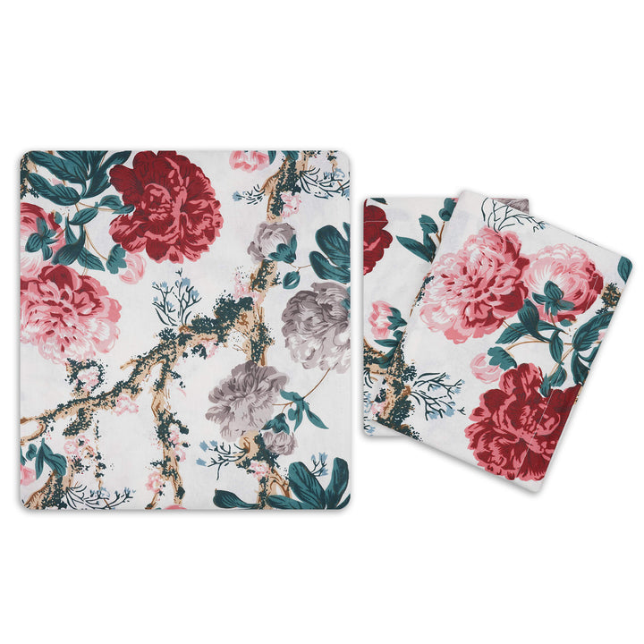 Blossoms Cotton Double Bedsheet - Maroon