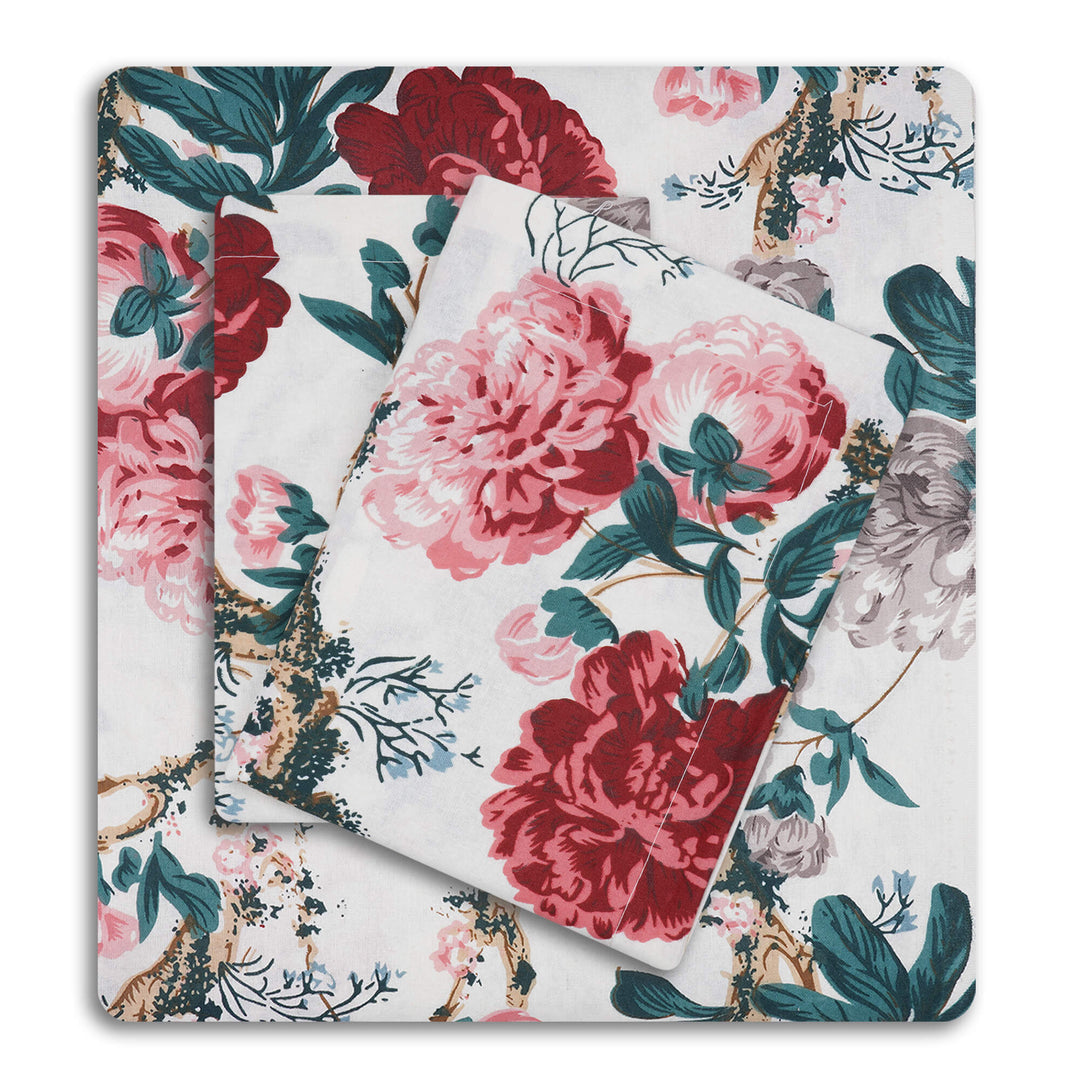 Blossoms Cotton Double Bedsheet - Maroon
