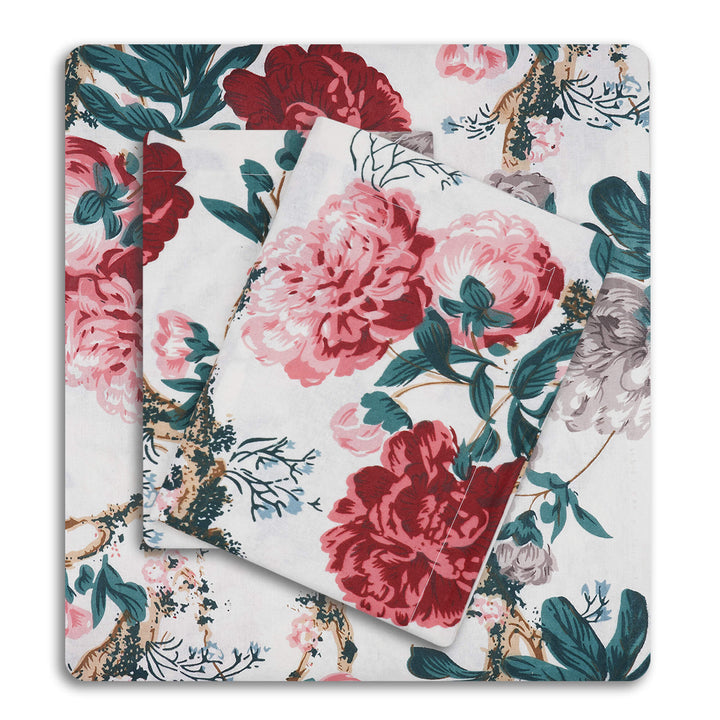 Blossoms Cotton Double Bedsheet - Maroon