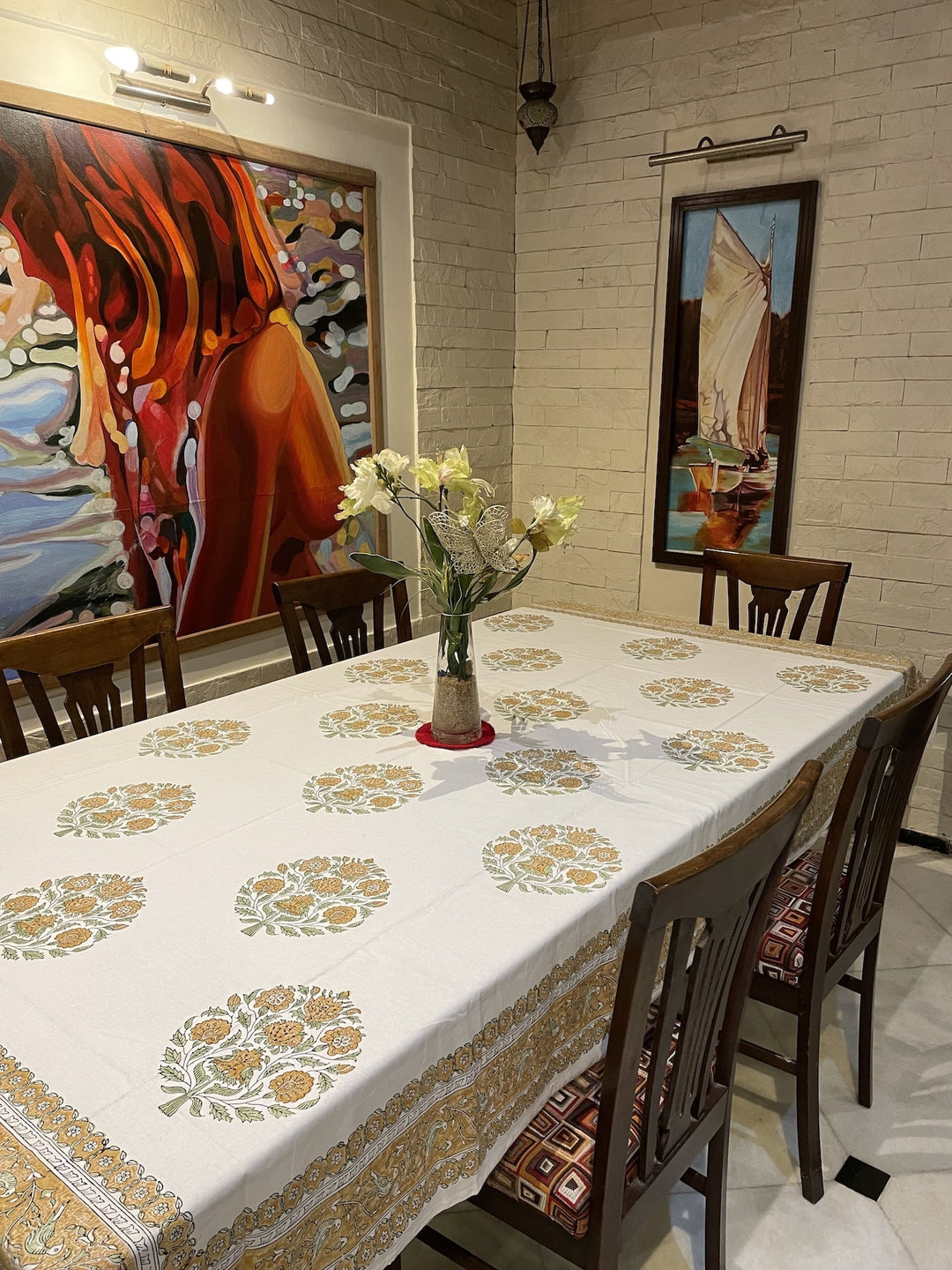 Jaipuri 6 Seater Cotton Table Cover - 102