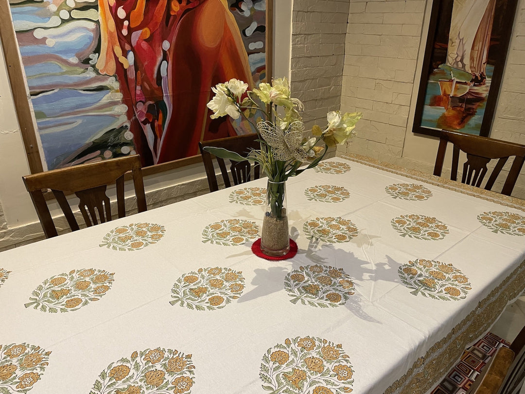 Jaipuri 6 Seater Cotton Table Cover - 102