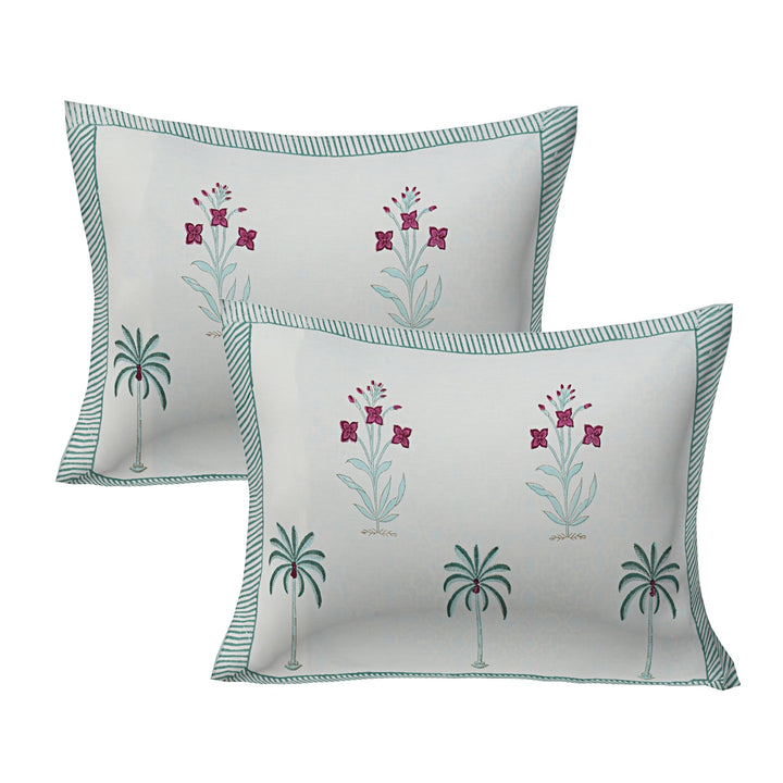 Palm Tree Jaal Cotton Kingsize Bedsheet Set - 113