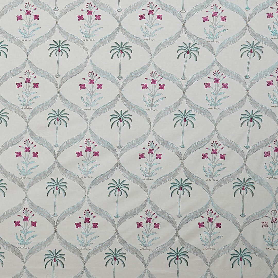 Palm Tree Jaal Cotton Kingsize Bedsheet Set - 113